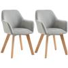 2 Piece Set Chairs Dining Room Chairs Velvet Look Wooden Legs 54 Cm X 57 Cm X 80 Cm Gray Plus Natural