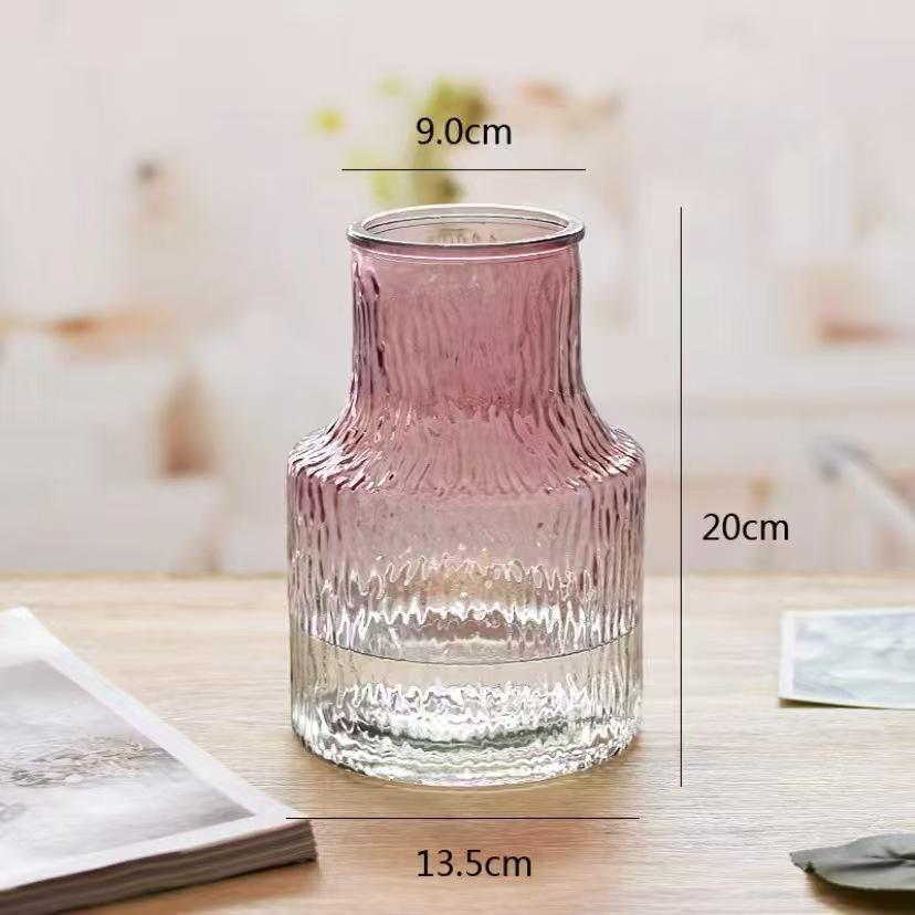 Nordic Light Luxury Crystal White Glass Vase with Wooden Holder for Fresh Flowers - Living Room Decor