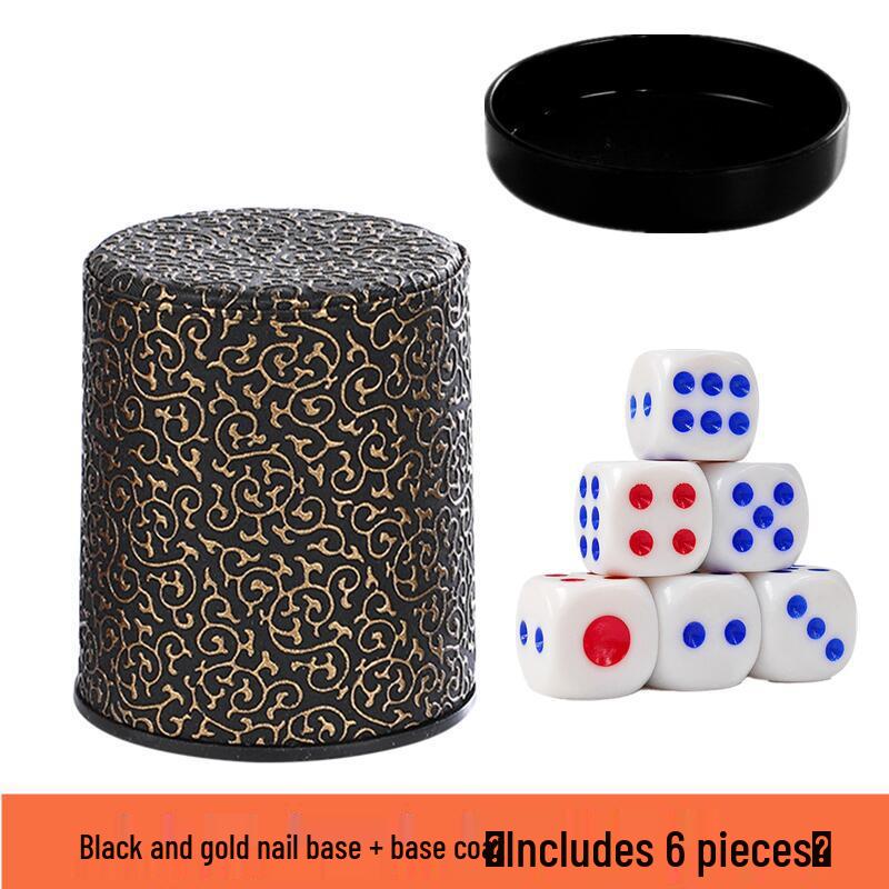 Flockad Ljudabsorberande Läder Tärningskopp Set med 6 Tärningar