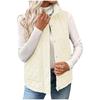 Women's Fashion Quilted Sleeveless Short Vest with Stand Collar Buttons and Zipper