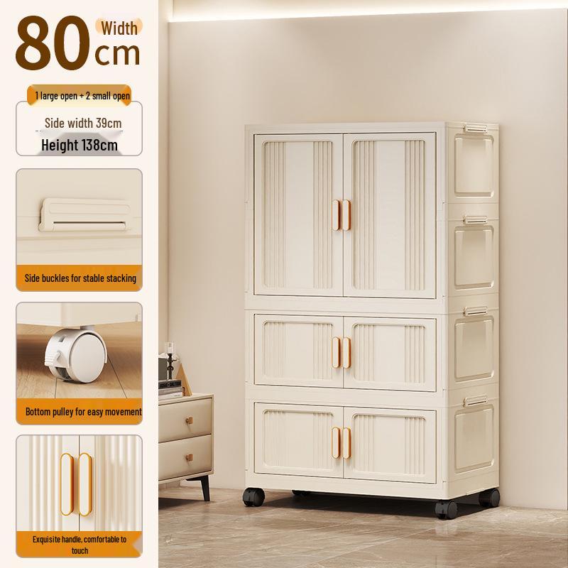 Children's Wardrobe & Storage Cabinet for Clothes, Snacks & Toys - No-Install Foldable Plastic Box