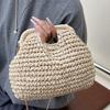Solid Color Hand Carry Straw Woven Bag Hand-held Straw Bag Woven Bag Women's Seaside Beach Bag Underarm