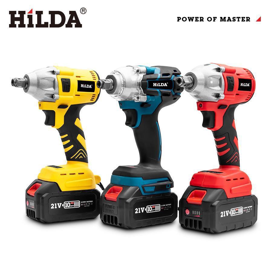 HILDA High Torque Brushless Electric Wrench with Adjustable Torque and Rechargeable Lithium Battery