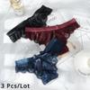 3 Pcs/Lot Women's Lace Bow Thongs Sexy Low Waist Panties Underpants