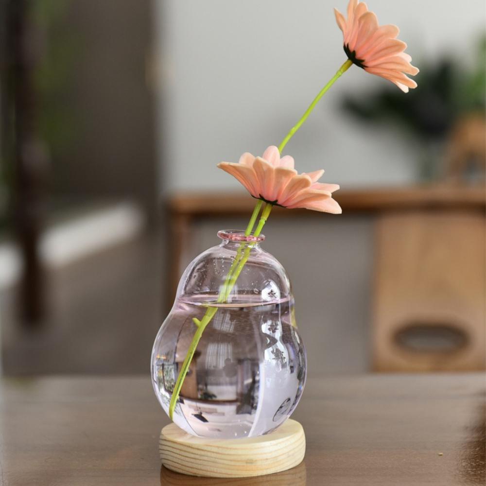 Creative Bubble Vase Hydroponic Glass Vase Transparent Pink Flower Arranger Table Decoration Ornament Nordic Home Decor
