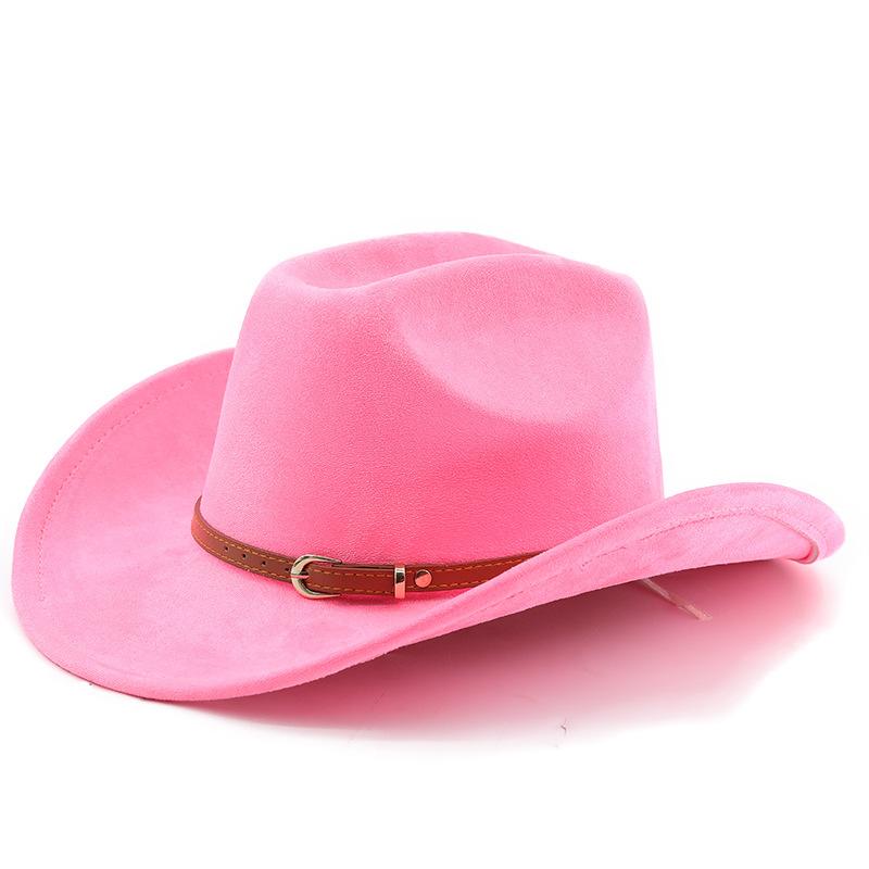 Classic retro belt, western cowboy hat, woolen jazz top hat, men's and women's ethnic style autumn and winter felt hat, big eaves hat