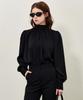 PLUNASTUDIO Reversible Shiny Tie Blouse_Black
