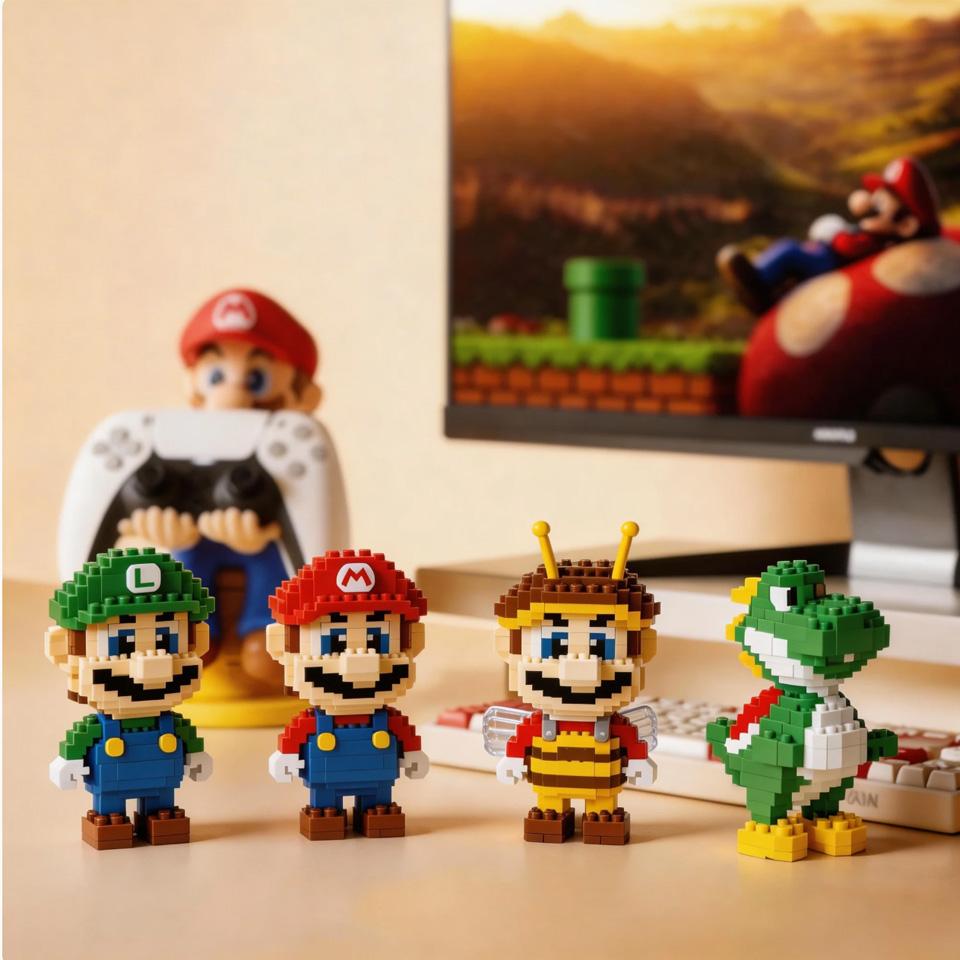 Anime Building Blocks Figure Vending Cart Series, Cartoon Small Particle Assembly Models, Fun Educational Toys For Kids,