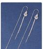 S925 Sterling Silver Chinese Fu Character Anti-Lost Tassel Earrings – Women's Versatile Long Pendant for Clubbing
