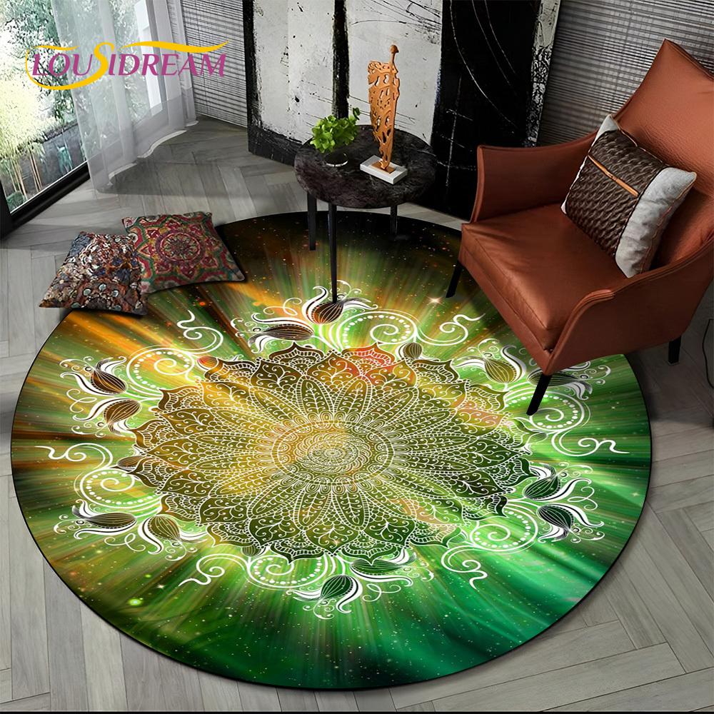 3D Meditation Mandala Bohemia nature Spirit Yoga Round Carpet Rug for Living Room Bedroom Child Decor,Pet Area Rug Non-slip Mat