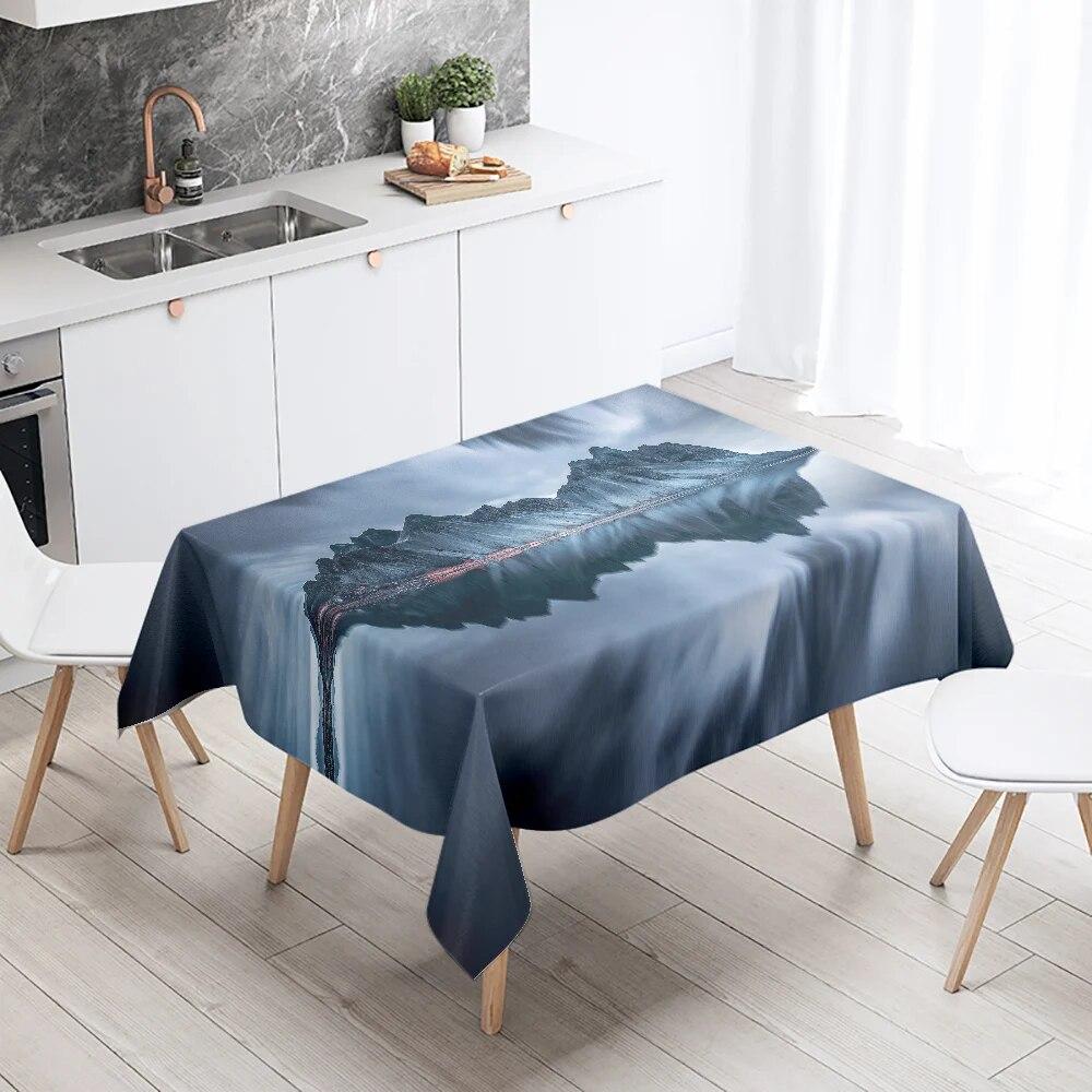 Mountains and Lakes Scenery Tablecloth Outdoor Camping  Antifouling Waterproof Home Kitchen Table Decoration