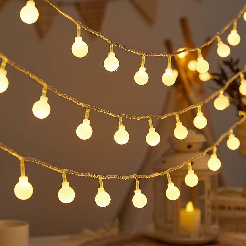 Warm White Solar USB Christmas Ball String Lights