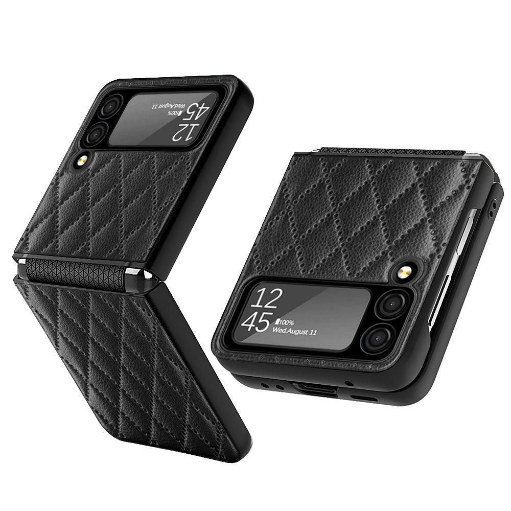 Leather Case for Samsung Galaxy Z Flip 4 3 5G Magnetic Hinge Full Protection Cover Camera Glass Shockproof Back Case for Z Flip3