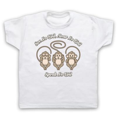 See No Evil Hear No Evil Speak No Evil 3 Wise Monkeys Kids Childs T-Shirt