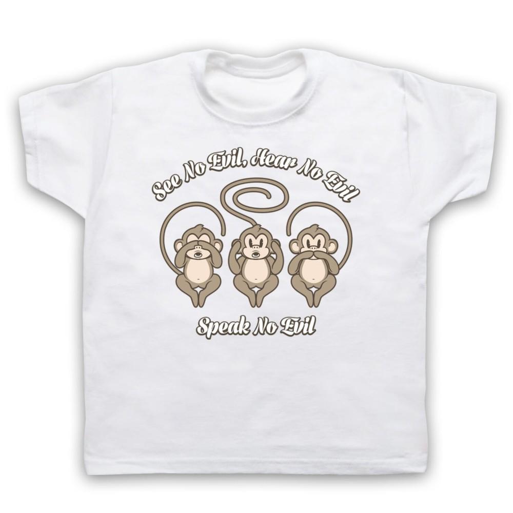 See No Evil Hear No Evil Speak No Evil 3 Wise Monkeys Kids Childs T-Shirt 4XL