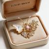 Bo Xin Yun Natural Shell Butterfly Brooch: High-End Copper with Cubic Zirconia