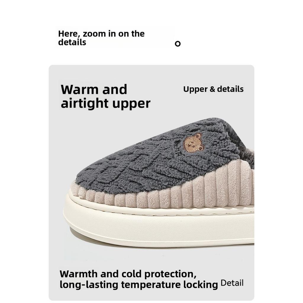 Cotton Slippers for Women, Autumn and Winter, Indoor, Anti Slip, Household, Couple, Woolen Slippers for Men, Winter Cotton Shoes