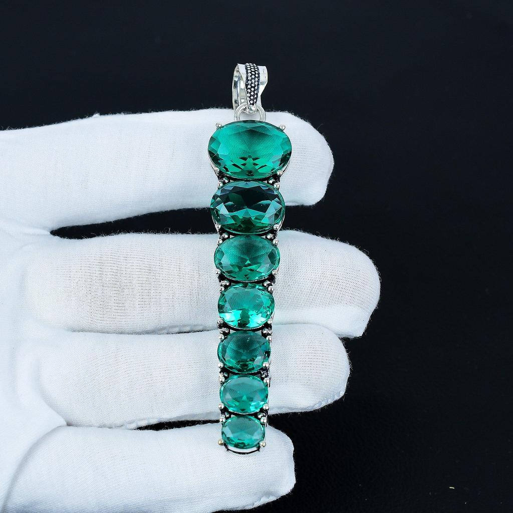 Green Apatite Pendant, 925 Sterling Silver Pendant, Handmade Pendant, Antique Pendant, Green Apatite Gemstone Pendant, Anniversary Gift