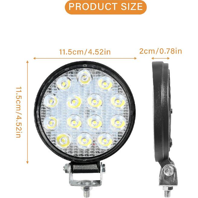 2PCS 4.5Inch Round LED Offroad Lights,42W Led Round Light Bar Spot Light Fog Light Bumper Work Light, LED Off Road Light Flood Light
