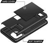 Armor Slide Card Case For iPhone 15 14 13 Pro Max 12 Mini 11 12 Pro Max XS Max XR X Card Slot Holder Cover Wallet Slide Cover