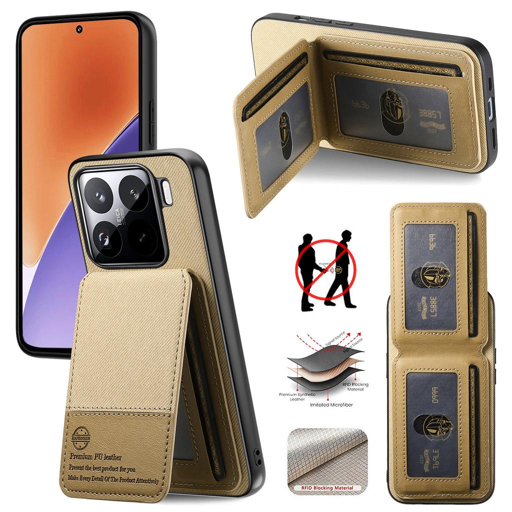 Phone Case for Xiaomi 15T Poco F7 X7 MI 17 Pro Max RFID Leather Wallet Card Back Cases for Redmi 15c 14c 13C Note15 14 Pro Plus