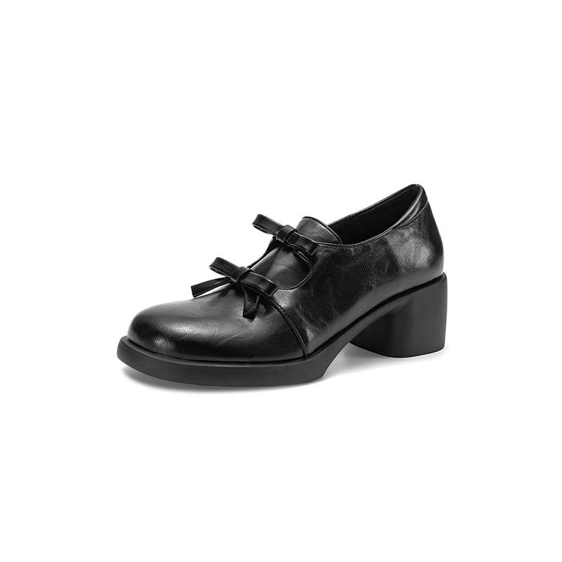 Krazing Pot Microfiber Round Toe Thick Med Heels Spring Summer Shoes Big Size 43 Size 33 Women Slip On Platform Pumps