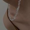 Colar Feminino Multifacetado Corte Faux Cristal Vidro Ajustável Comprimento Estendido Pescoço Jóias Senhora Gargantilha Colar