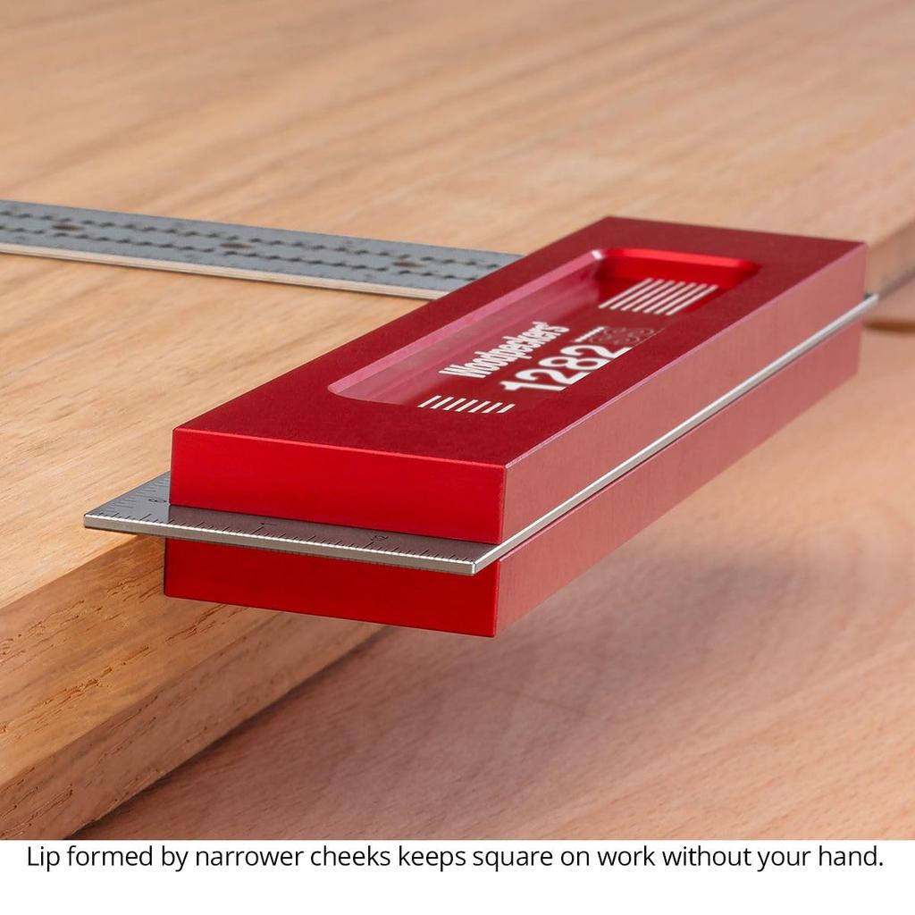 Woodpeckers Precision Woodworking Stainless Made In the Features Pack Metric Shoulder Scribe Square, 150mm, Steel, USA, Square, Self-Standing, Lip,