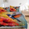 3pcs Hummingbird Flower Soft Comfortable Bedding Set, For Bedroom, Guest Room And Dorm, All - Season Use, High-Definition Printing180