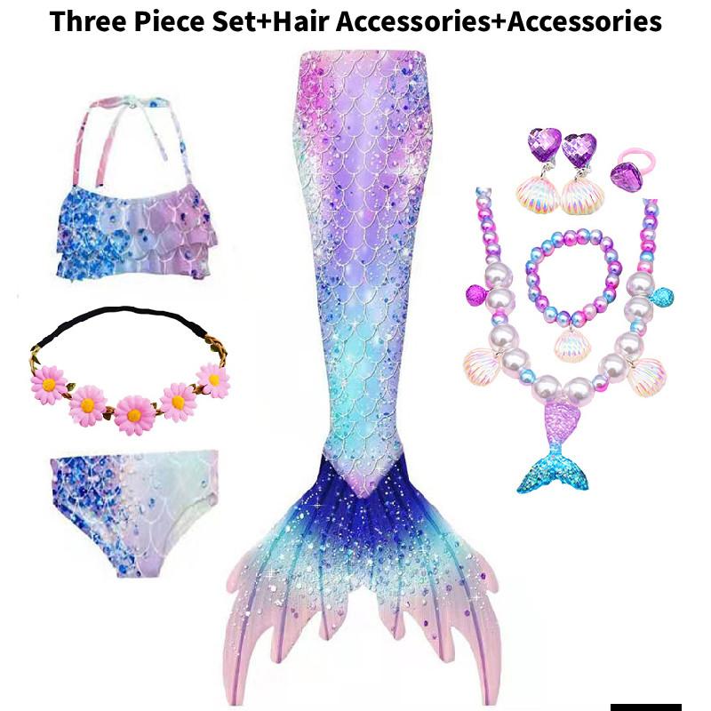 Kids Tail Mermaid For Girls Ariel Swimsuit Birthday Outdoor Pool Clothing Party