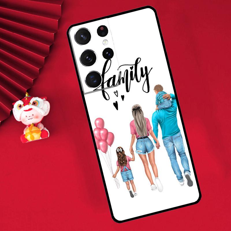 Baby Mom Daughter Girl Son Dad Case For Samsung Galaxy S24 S26 Ultra S21 S22 S20 S23 S25 Ultra Plus S10 S25 FE Cover Funda