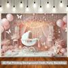 2D Blush Pink Newborn Backdrop Butterfly & Balloon Photo Booth Background