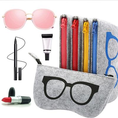 New Portable Storage Felt Box Sunglasses Case Zipper Pouch Eye Glasses Bag