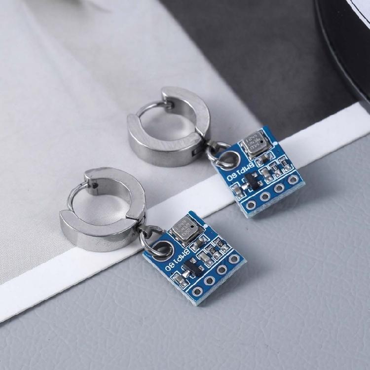 Technology Sense Circuit Board Earrings Punk Trendy Cool Ear Clip Earrings