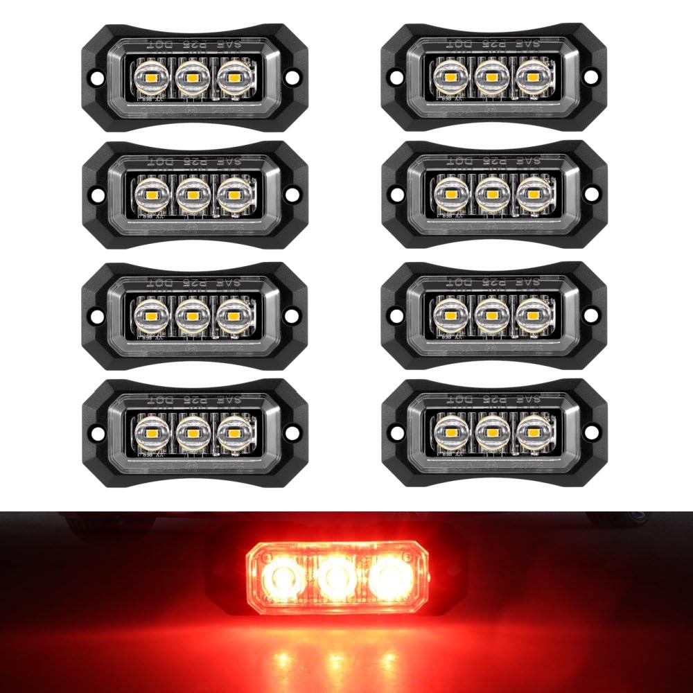 8PCS Truck Lighting LED Side Marker Boat Trailer Lights 3LED Clearance Lights Assembly LED Light Truck 24v 12v