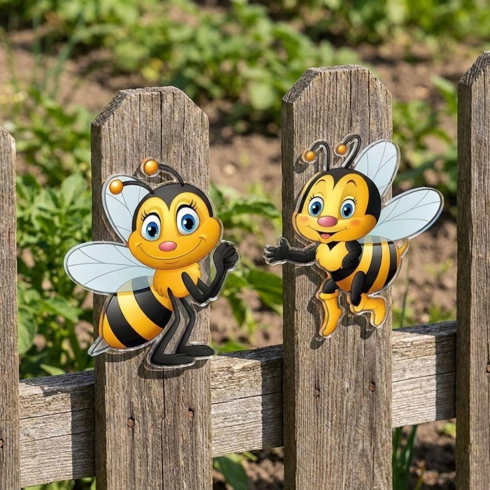 2 Stück Sonnenbeständige Garten-Bienen-Hängeplakette Wasserdichte Außen-Bienenkunst Hängend Innenhof Außenbereich