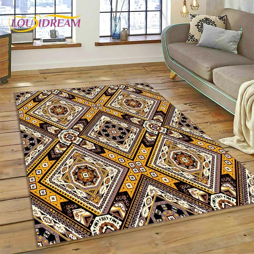 3D Turkey Persian Bohemian Mandala Flower Koberec do ložnice Obývací pokoj Domácí Dekorace na pohovku,Děti Large Decor Floor Mat