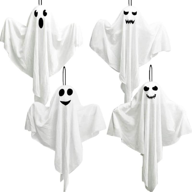 1-10PCSHalloween Hanging Light Up Ghost Decoration White Scary Spirit Prop for Door Haunted House Escape Room Horror Scene Decor