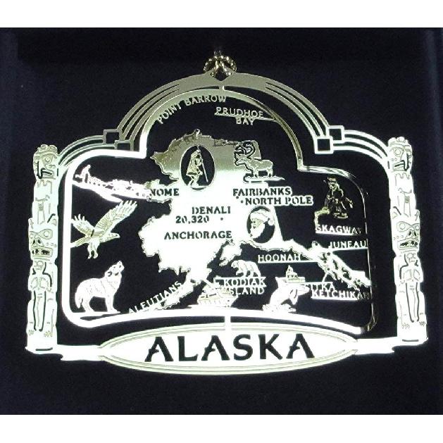 Alaska State Brass Ornament Vacation Souvenir Gift