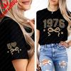 1976 Retro Leopard 50th Birthday Gift For Mothers Day Shirt Commuter Allmatch Regular Short Sleeve Printed Tshirt Tops