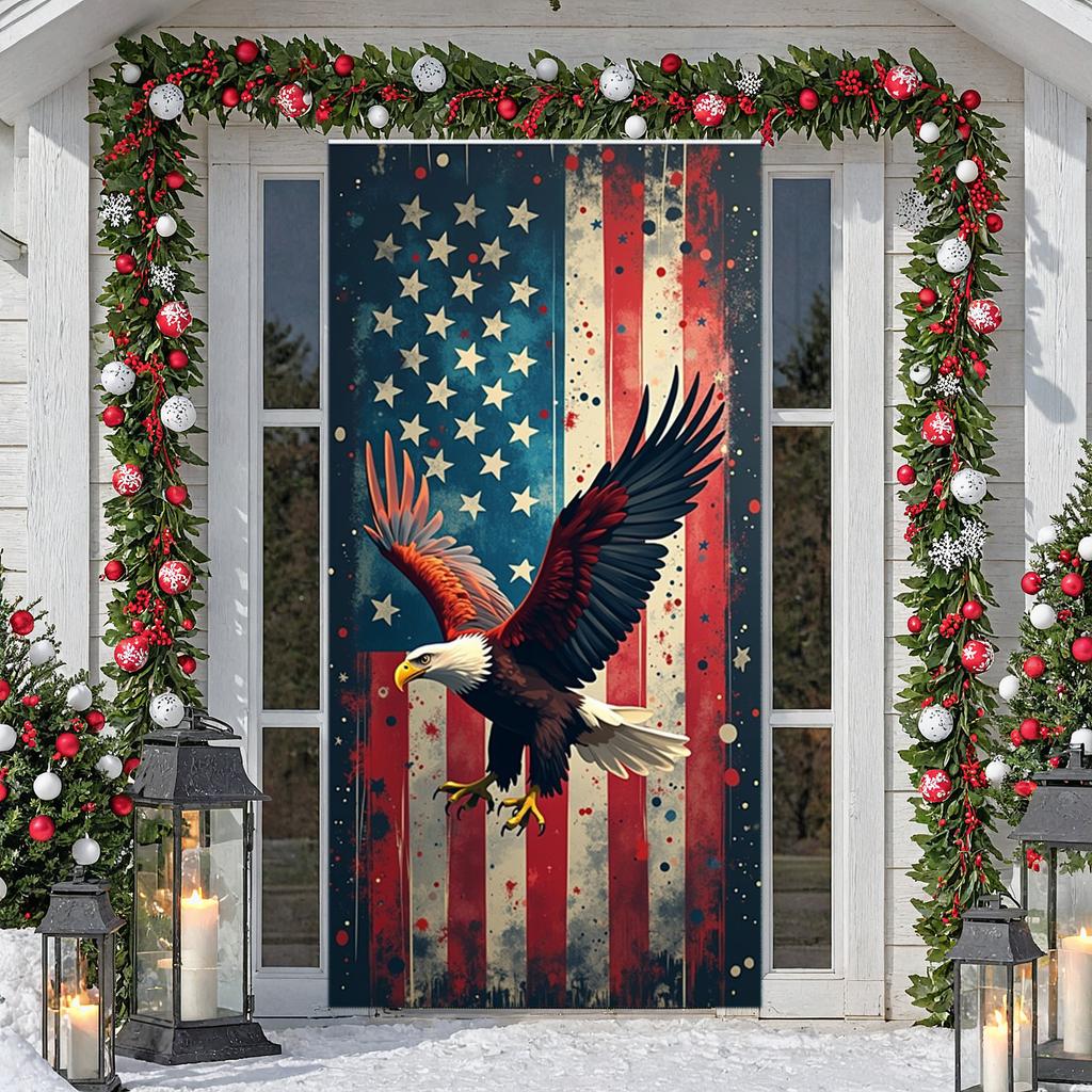 USA-Themen-Türabdeckung Ausgebreiteter Adler USA-Themen-Banner Patriotischer Hintergrund Weißkopfseeadler-Design Weißkopfseeadler-Ausstellung für National