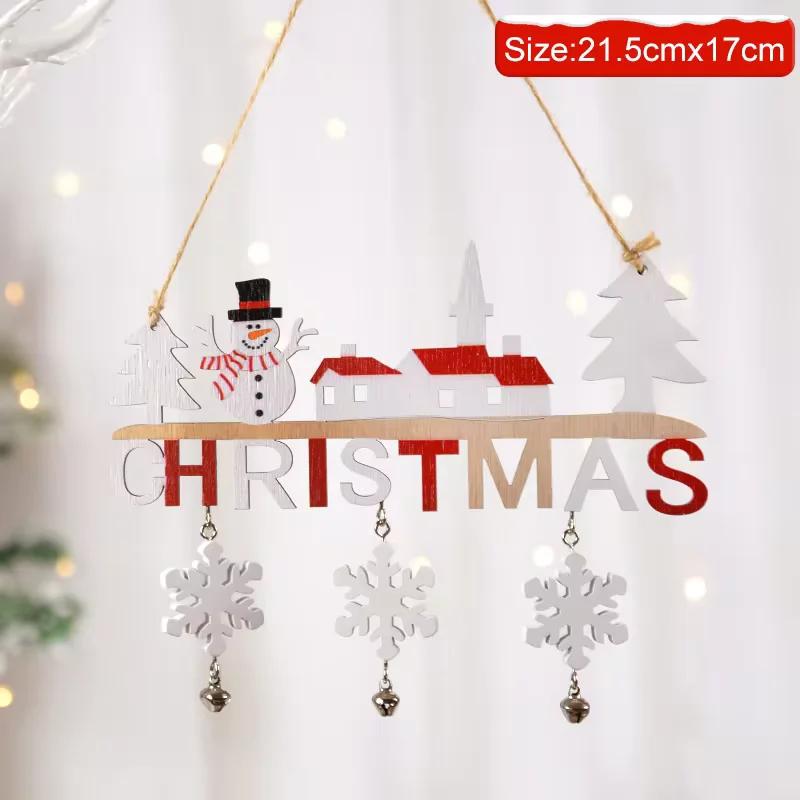 Christmas Door Decor Wooden Merry Christmas Sign Front Door Decor Santa Snowman Reindeer Decorations Wall Porch Decor