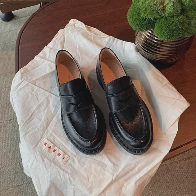 

Ретро-мамины мокасины Grape Mom s Loafers в британском стиле: Женская обувь на толстом каблуке осень/зима 37