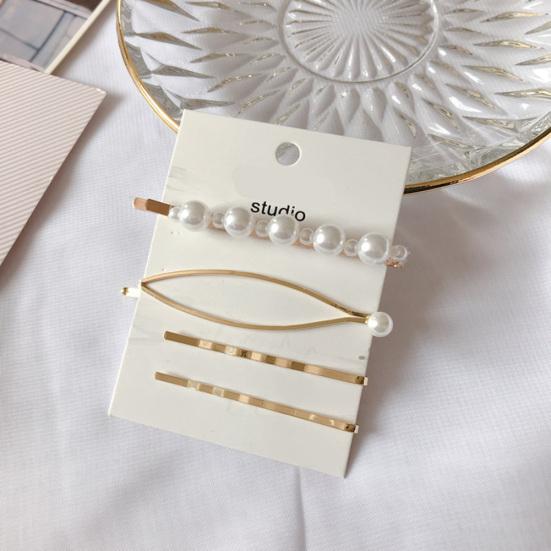 4Pcs/Set Girls Bowknot Heart Faux Pearl Hairpin Hair Clip Barrette Headwear Gift