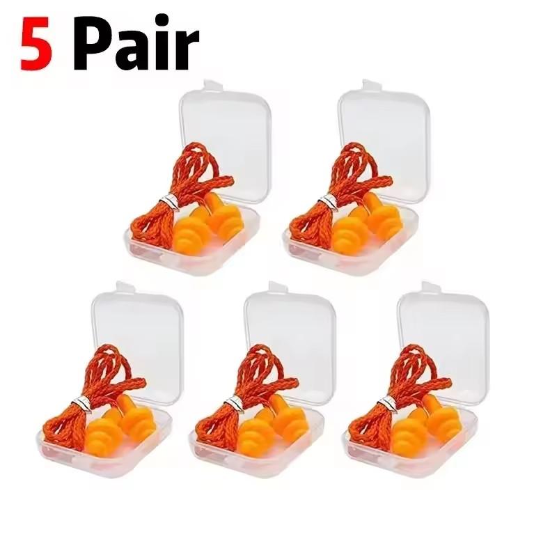 1-10 Pairs Noise Cancelling Silicone Earplugs Reusable Earplug with Rope Waterproof Swimming Rubber Ear Plugs Come with Box