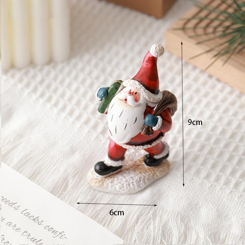 Christmas Resin Figurine Snowman Santa Statue Ornament for  Living Space Table Decoration Resin Craft Present