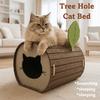 Fun Felt Cave Cat House Tree Hole Foldable Cat Scratching Post Semi-enclosed Wear-resistant Cat Bed For Cat Scratching/sleeping