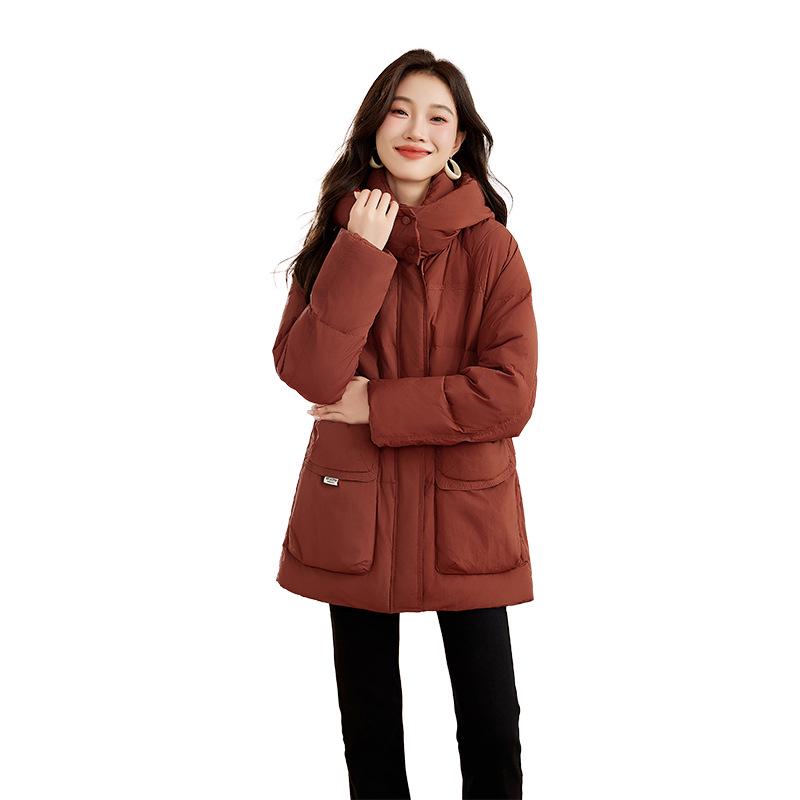 Women's Mid-Length Hooded Down Jacket - Winter Fashion Coat YE6320