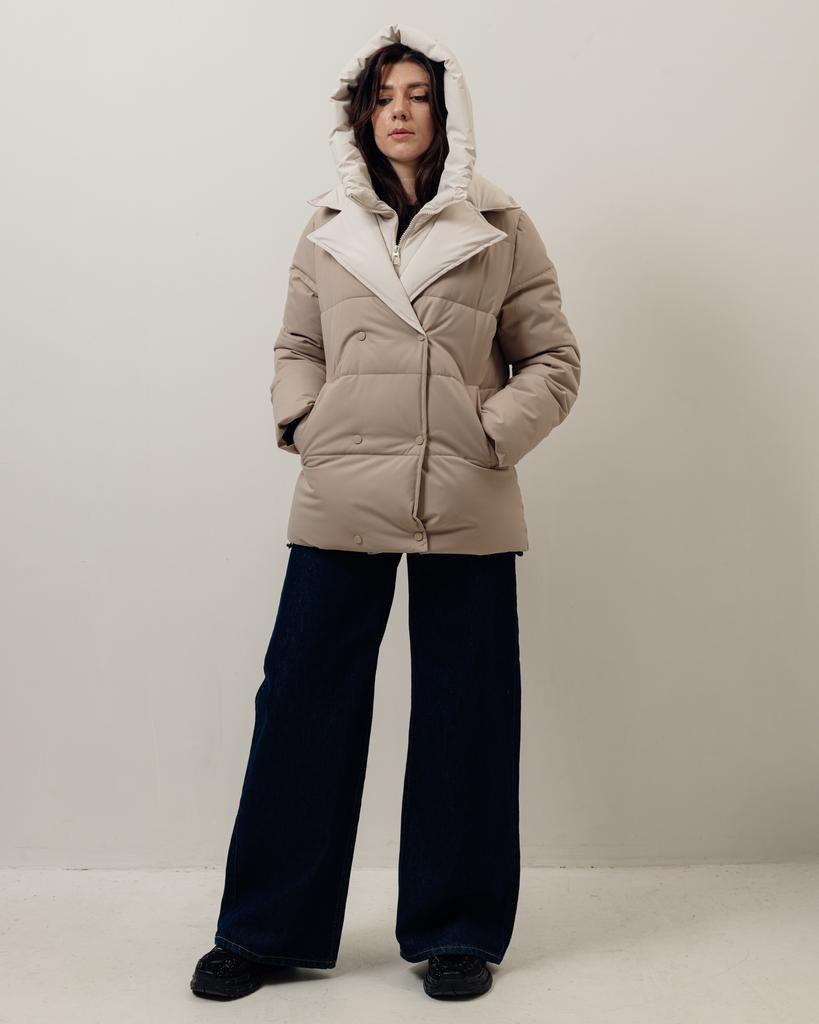 Jachetă cu centură HAIZIYUAN 824 M bej-lăptoasă