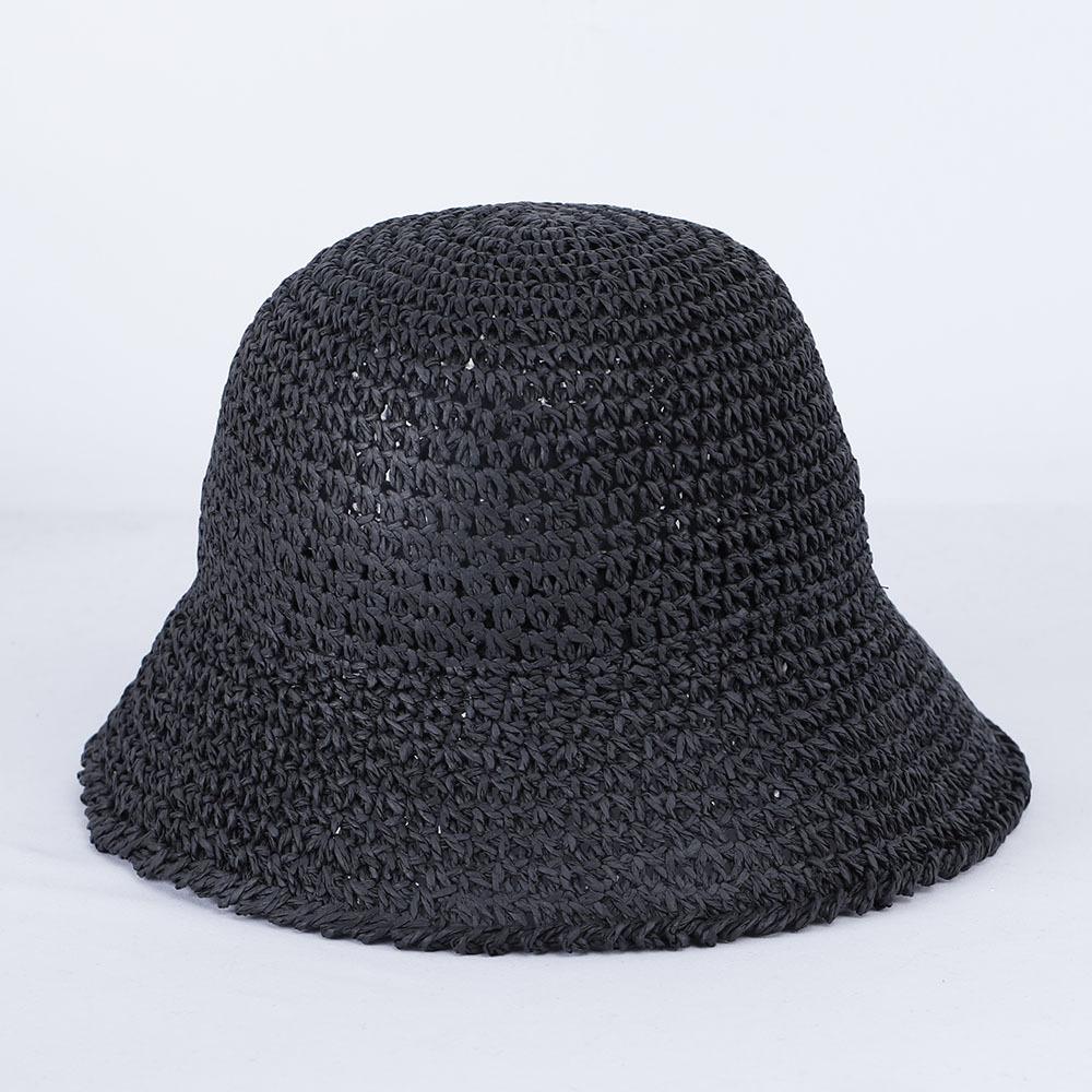 Womens Straw Sun Hat Woven Bucket Hat Fishing Hat Beach Hat Foldable Cap Solid Color Straw Beach Hat Summer